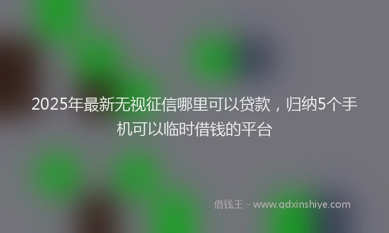 2025年最新无视征信哪里可以贷款，归纳5个手机可以临时借钱的平台