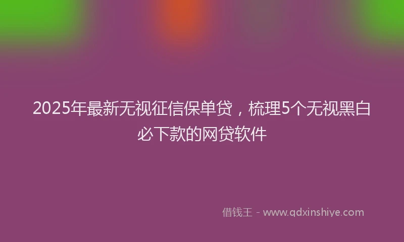 2025年最新无视征信保单贷，梳理5个无视黑白必下款的网贷软件