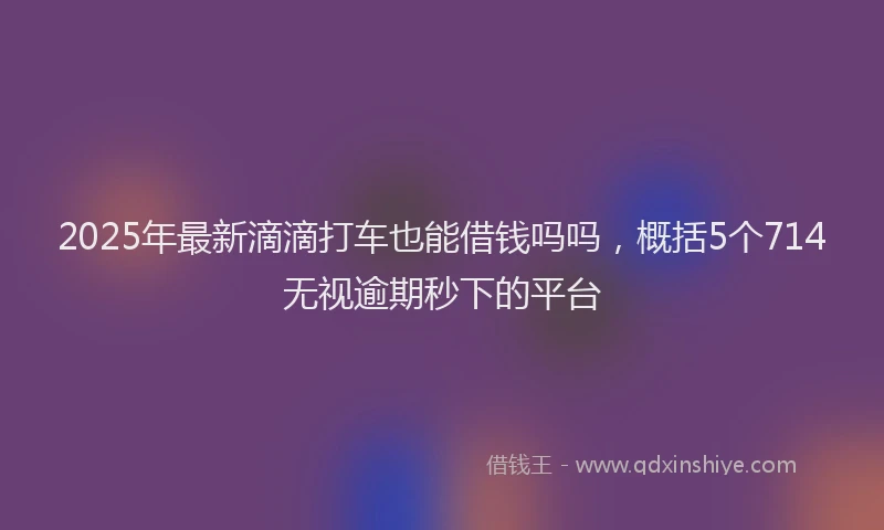 2025年最新滴滴打车也能借钱吗吗，概括5个714无视逾期秒下的平台