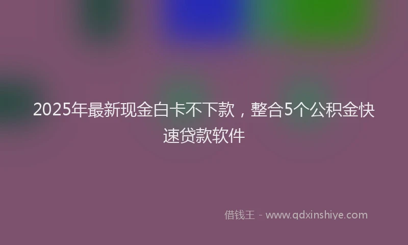 2025年最新现金白卡不下款，整合5个公积金快速贷款软件