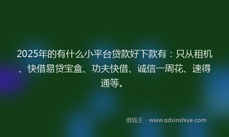 2025年的有什么小平台贷款好下款有：只从租机、快借易贷宝盒、功夫快借、诚信一周花、速得通等。