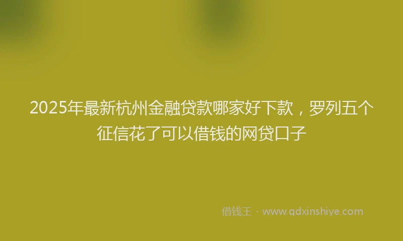 2025年最新杭州金融贷款哪家好下款，罗列五个征信花了可以借钱的网贷口子