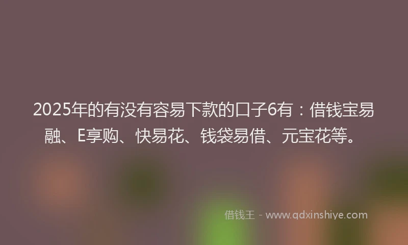 2025年的有没有容易下款的口子6有：借钱宝易融、E享购、快易花、钱袋易借、元宝花等。