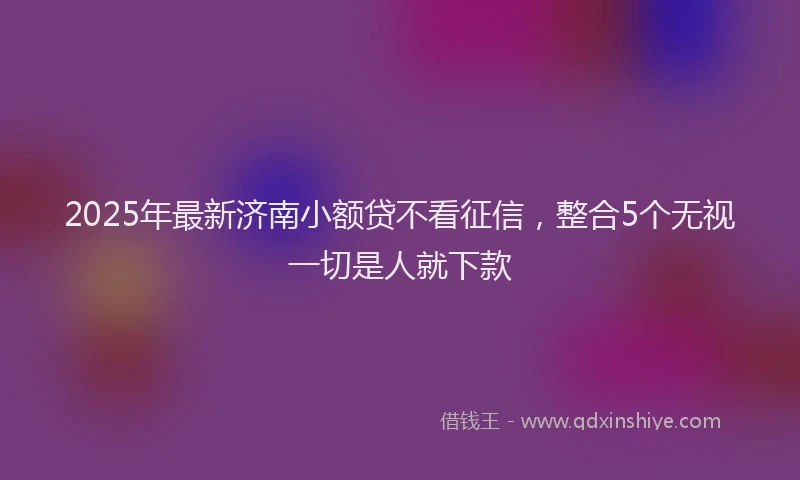 2025年最新济南小额贷不看征信，整合5个无视一切是人就下款