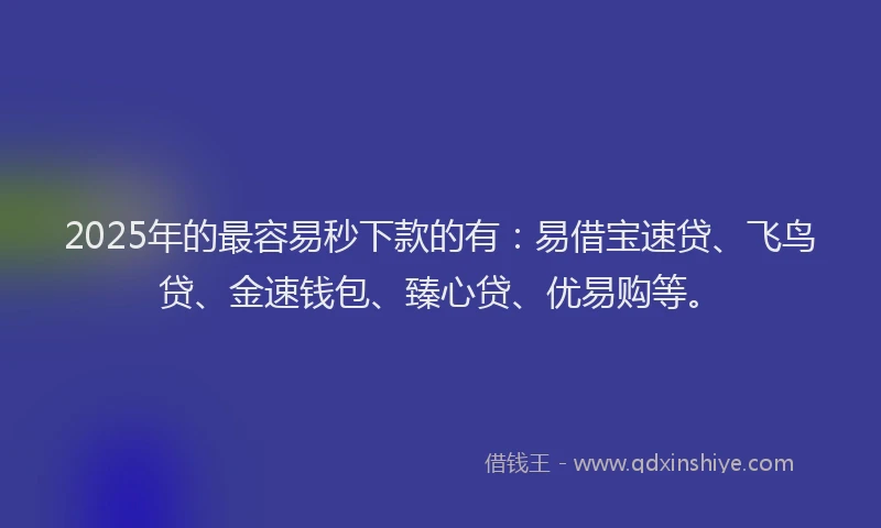 2025年的最容易秒下款的有：易借宝速贷、飞鸟贷、金速钱包、臻心贷、优易购等。