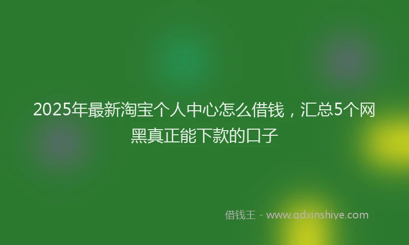 2025年最新淘宝个人中心怎么借钱，汇总5个网黑真正能下款的口子