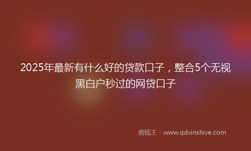 2025年最新有什么好的贷款口子，整合5个无视黑白户秒过的网贷口子