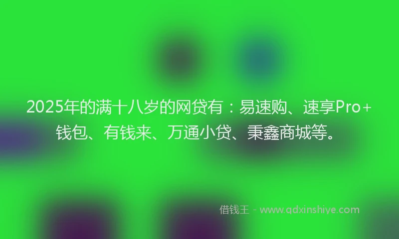 2025年的满十八岁的网贷有：易速购、速享Pro+钱包、有钱来、万通小贷、秉鑫商城等。