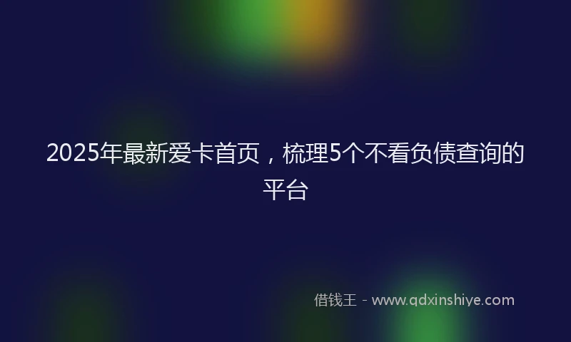 2025年最新爱卡首页，梳理5个不看负债查询的平台