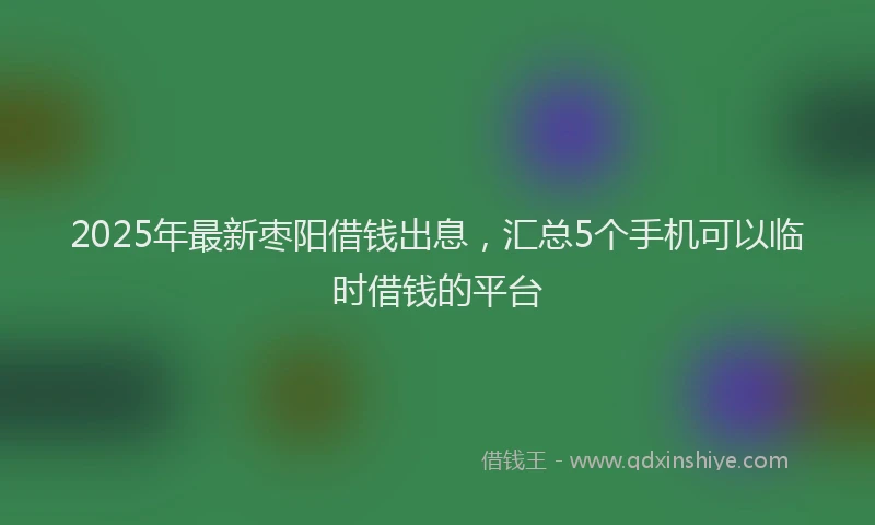 2025年最新枣阳借钱出息，汇总5个手机可以临时借钱的平台