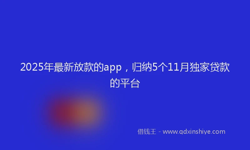 2025年最新放款的app，归纳5个11月独家贷款的平台