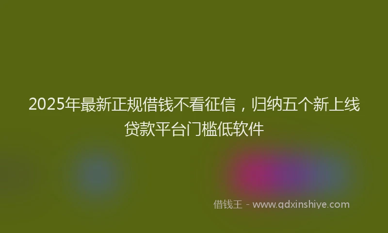 2025年最新正规借钱不看征信，归纳五个新上线贷款平台门槛低软件
