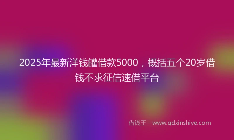 2025年最新洋钱罐借款5000，概括五个20岁借钱不求征信速借平台
