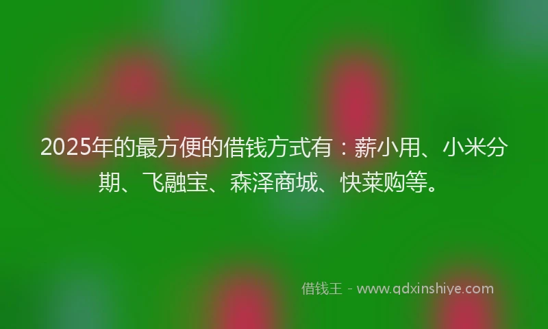 2025年的最方便的借钱方式有：薪小用、小米分期、飞融宝、森泽商城、快莱购等。
