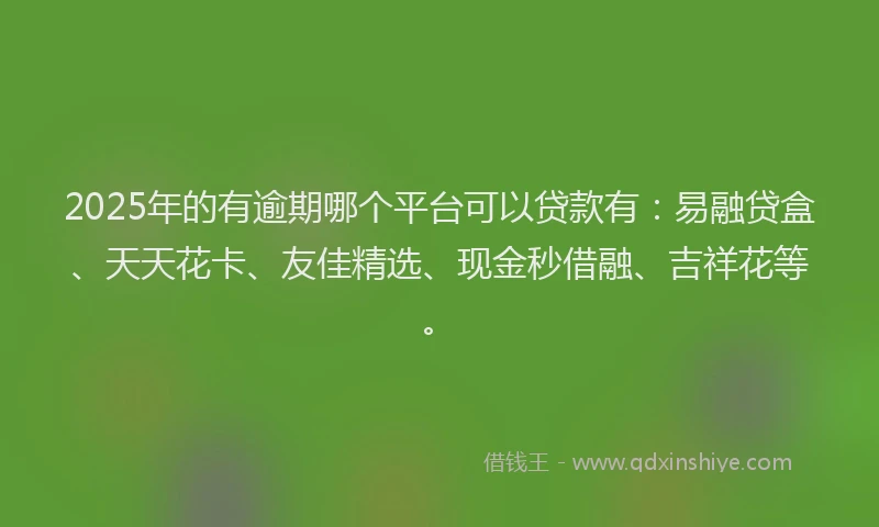 2025年的有逾期哪个平台可以贷款有：易融贷盒、天天花卡、友佳精选、现金秒借融、吉祥花等。