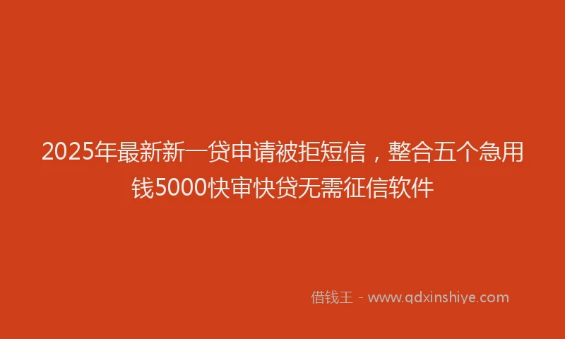 2025年最新新一贷申请被拒短信，整合五个急用钱5000快审快贷无需征信软件