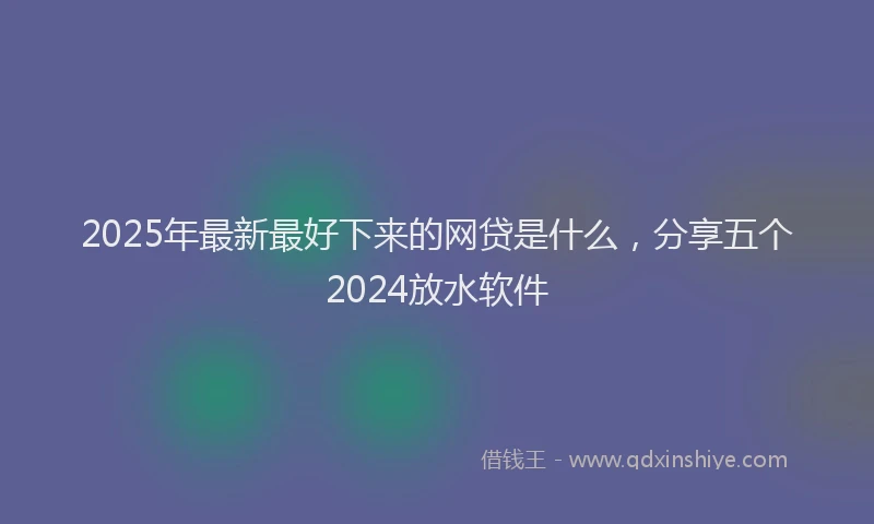 2025年最新最好下来的网贷是什么，分享五个2024放水软件