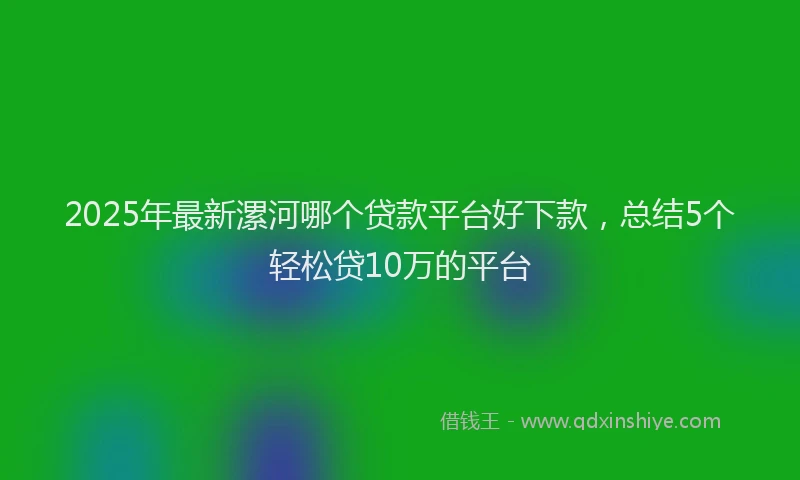 2025年最新漯河哪个贷款平台好下款，总结5个轻松贷10万的平台