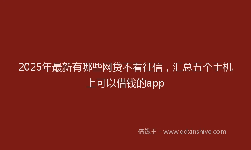 2025年最新有哪些网贷不看征信，汇总五个手机上可以借钱的app
