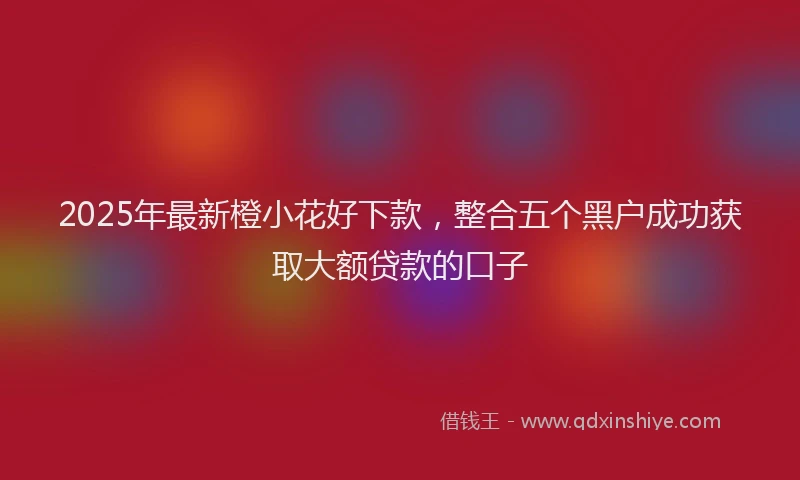 2025年最新橙小花好下款，整合五个黑户成功获取大额贷款的口子