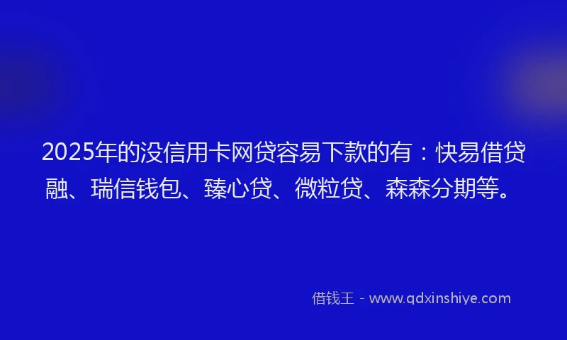 2025年的没信用卡网贷容易下款的有：快易借贷融、瑞信钱包、臻心贷、微粒贷、森森分期等。