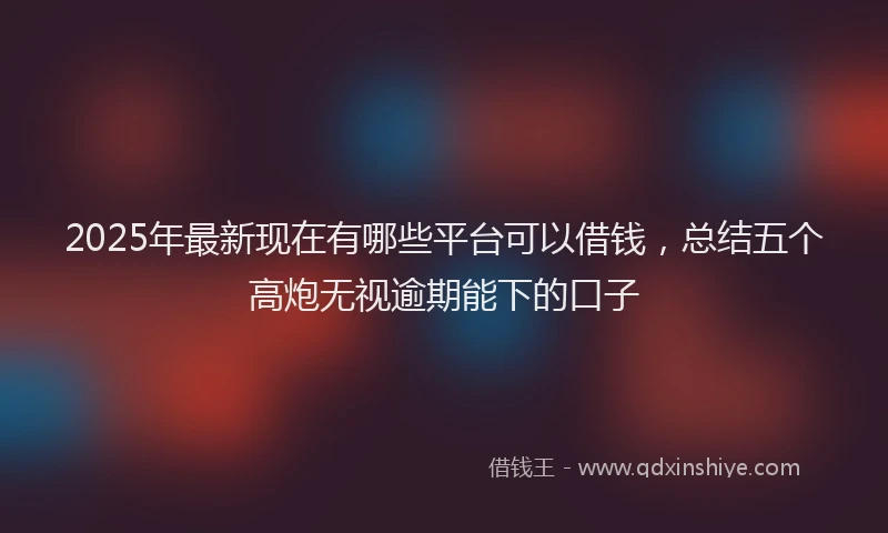 2025年最新现在有哪些平台可以借钱，总结五个高炮无视逾期能下的口子