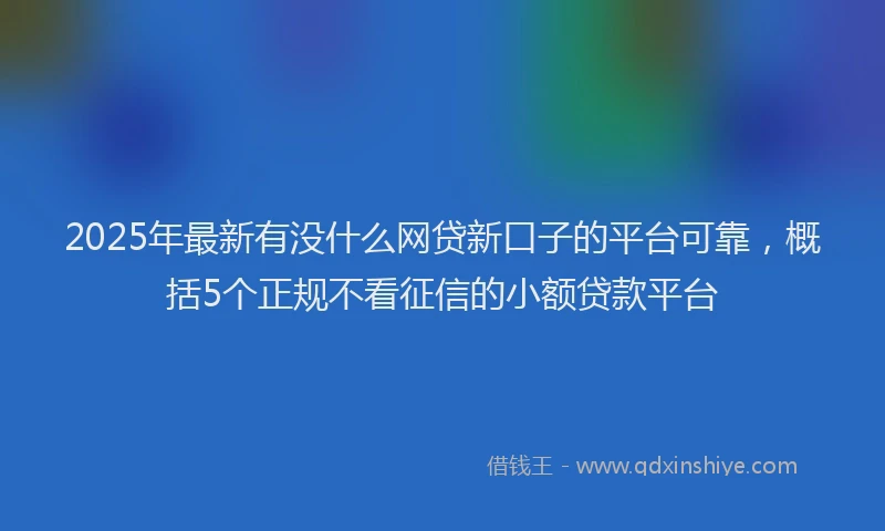 2025年最新有没什么网贷新口子的平台可靠，概括5个正规不看征信的小额贷款平台