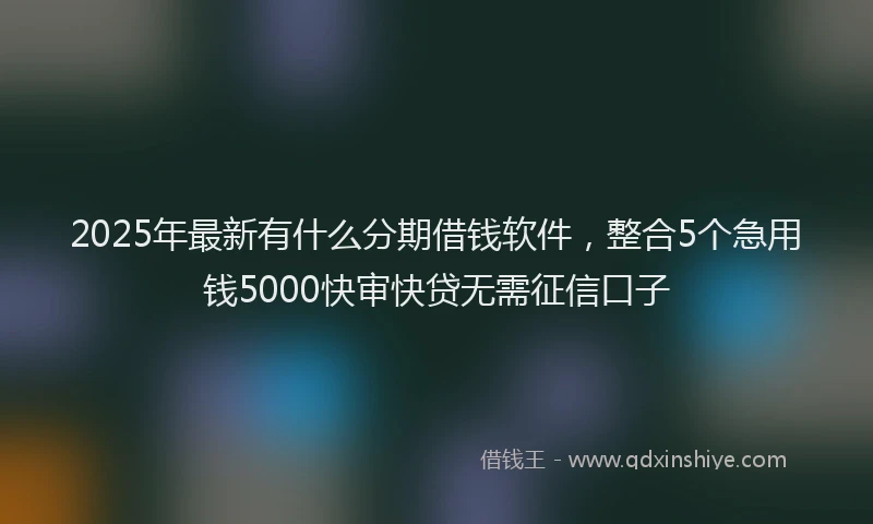 2025年最新有什么分期借钱软件，整合5个急用钱5000快审快贷无需征信口子