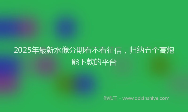 2025年最新水像分期看不看征信，归纳五个高炮能下款的平台