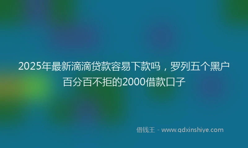 2025年最新滴滴贷款容易下款吗，罗列五个黑户百分百不拒的2000借款口子