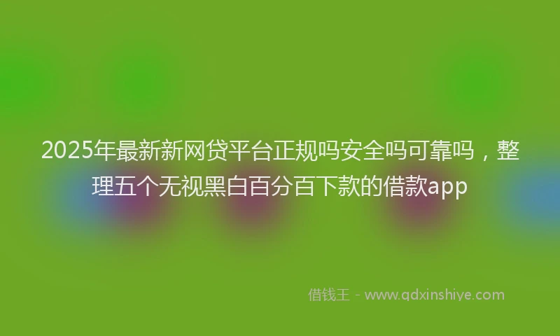 2025年最新新网贷平台正规吗安全吗可靠吗，整理五个无视黑白百分百下款的借款app