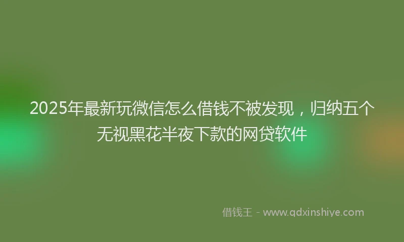 2025年最新玩微信怎么借钱不被发现，归纳五个无视黑花半夜下款的网贷软件