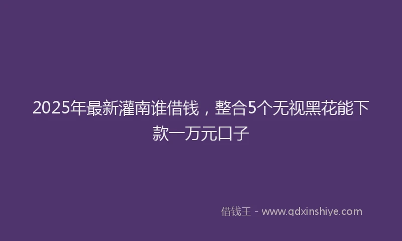 2025年最新灌南谁借钱，整合5个无视黑花能下款一万元口子