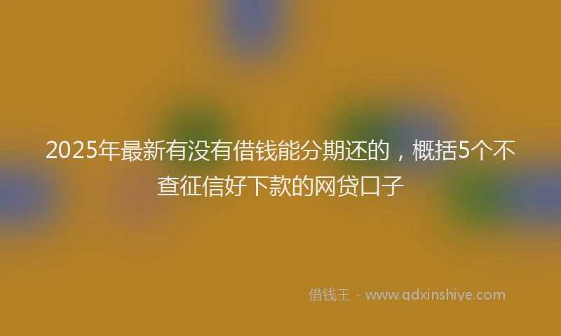 2025年最新有没有借钱能分期还的，概括5个不查征信好下款的网贷口子