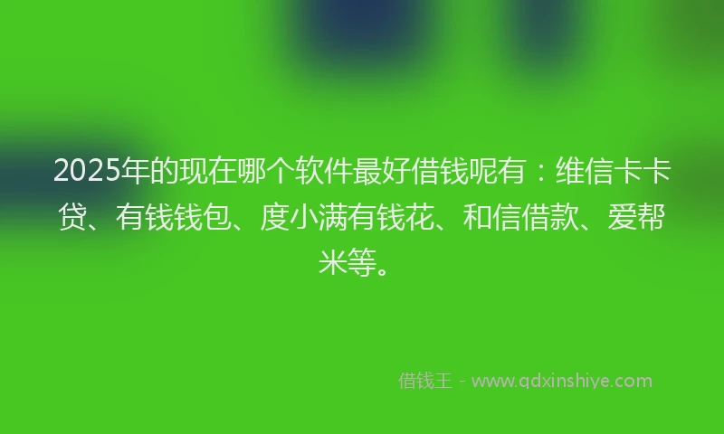 2025年的现在哪个软件最好借钱呢有：维信卡卡贷、有钱钱包、度小满有钱花、和信借款、爱帮米等。