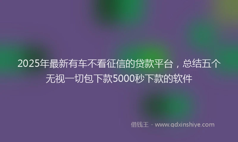 2025年最新有车不看征信的贷款平台，总结五个无视一切包下款5000秒下款的软件