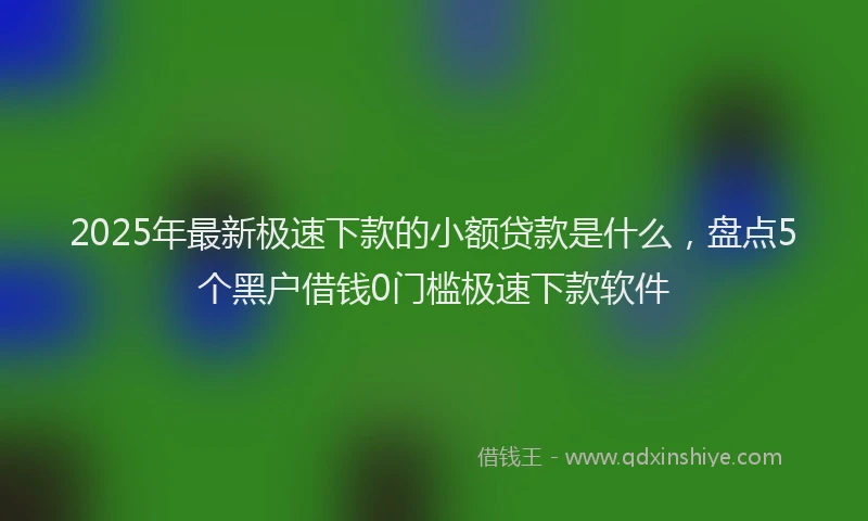 2025年最新极速下款的小额贷款是什么，盘点5个黑户借钱0门槛极速下款软件