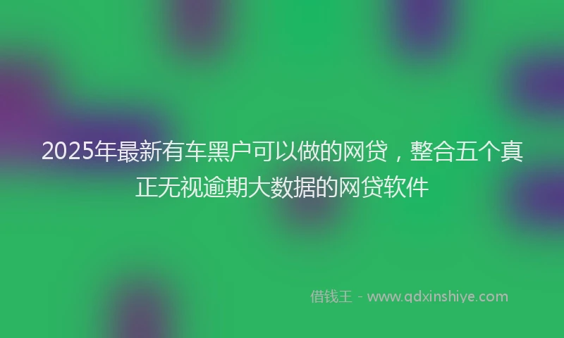 2025年最新有车黑户可以做的网贷，整合五个真正无视逾期大数据的网贷软件