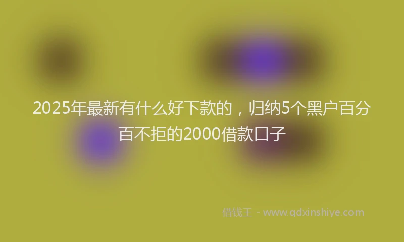 2025年最新有什么好下款的，归纳5个黑户百分百不拒的2000借款口子