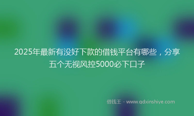 2025年最新有没好下款的借钱平台有哪些，分享五个无视风控5000必下口子