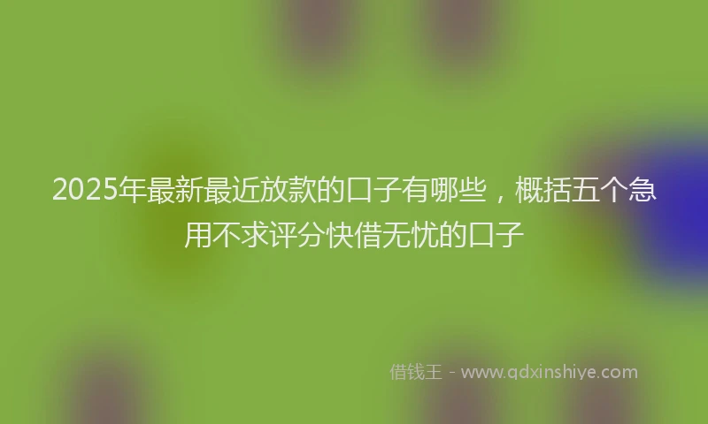 2025年最新最近放款的口子有哪些，概括五个急用不求评分快借无忧的口子