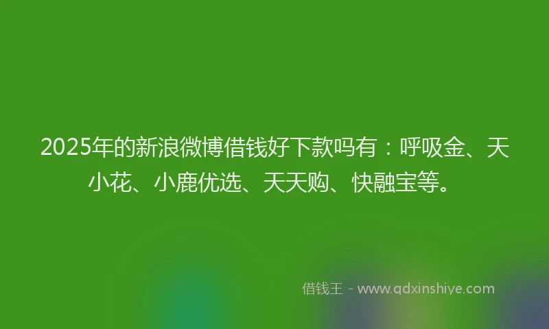 2025年的新浪微博借钱好下款吗有：呼吸金、天小花、小鹿优选、天天购、快融宝等。