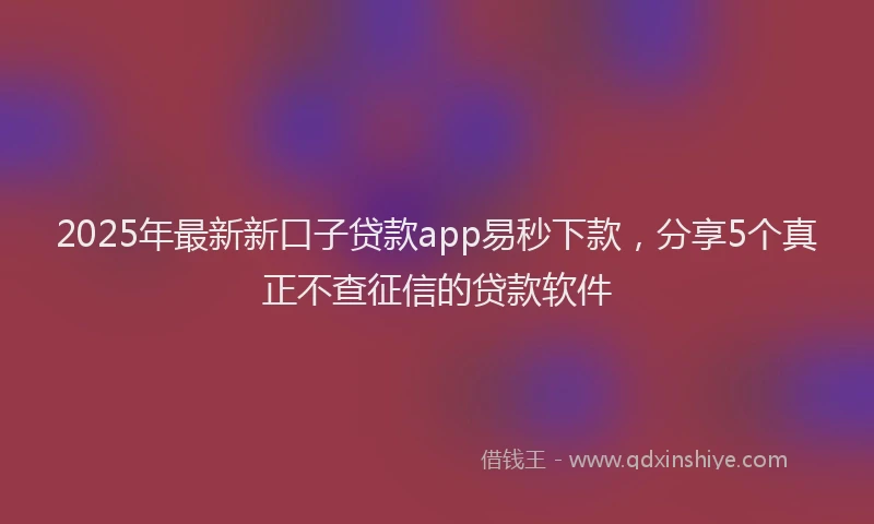 2025年最新新口子贷款app易秒下款，分享5个真正不查征信的贷款软件