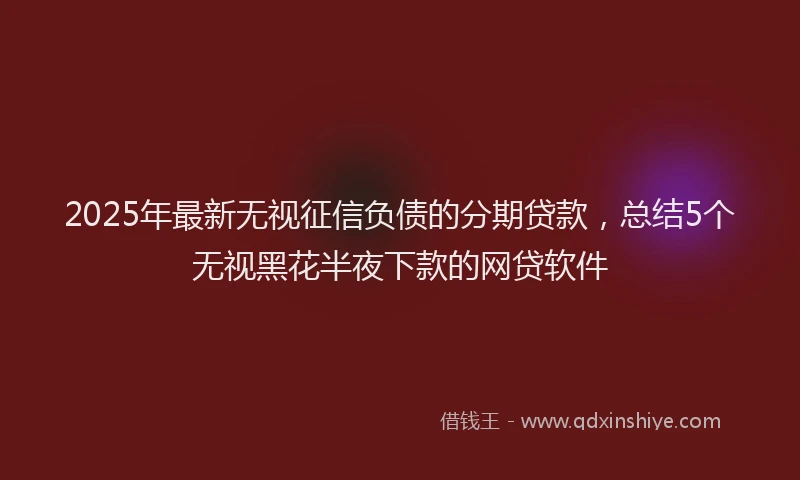 2025年最新无视征信负债的分期贷款，总结5个无视黑花半夜下款的网贷软件