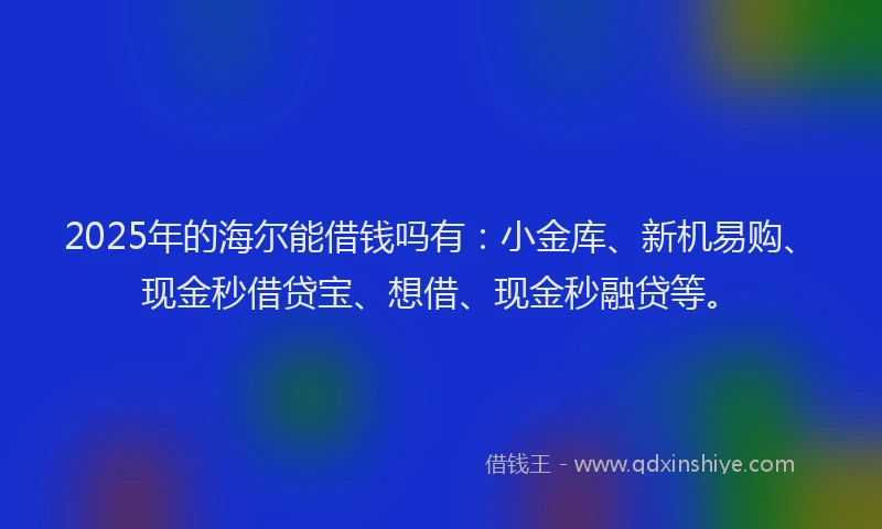 2025年的海尔能借钱吗有：小金库、新机易购、现金秒借贷宝、想借、现金秒融贷等。