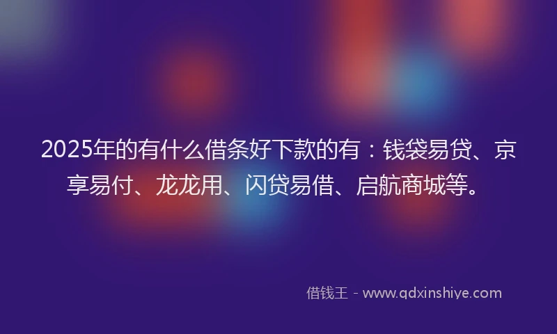 2025年的有什么借条好下款的有：钱袋易贷、京享易付、龙龙用、闪贷易借、启航商城等。