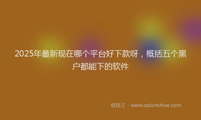 2025年最新现在哪个平台好下款呀，概括五个黑户都能下的软件