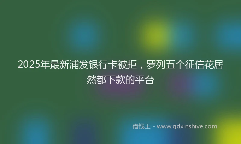2025年最新浦发银行卡被拒，罗列五个征信花居然都下款的平台