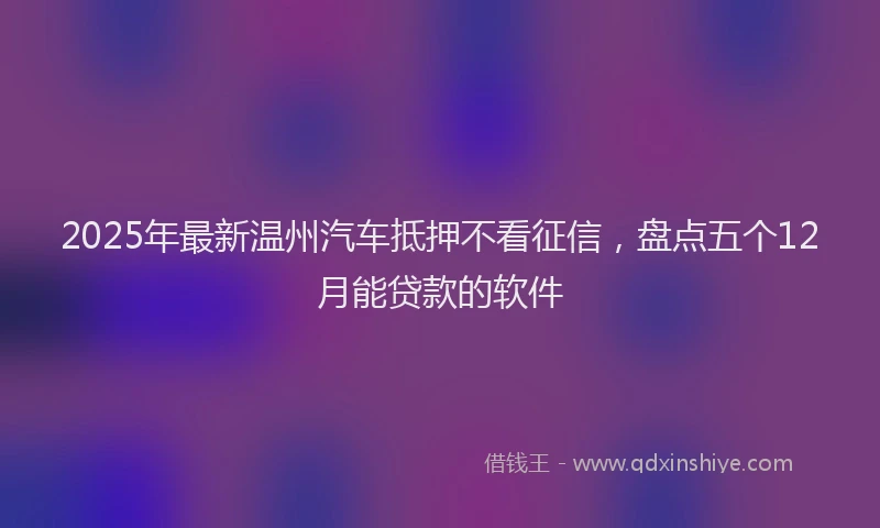 2025年最新温州汽车抵押不看征信，盘点五个12月能贷款的软件