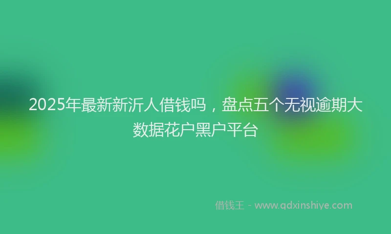 2025年最新新沂人借钱吗，盘点五个无视逾期大数据花户黑户平台